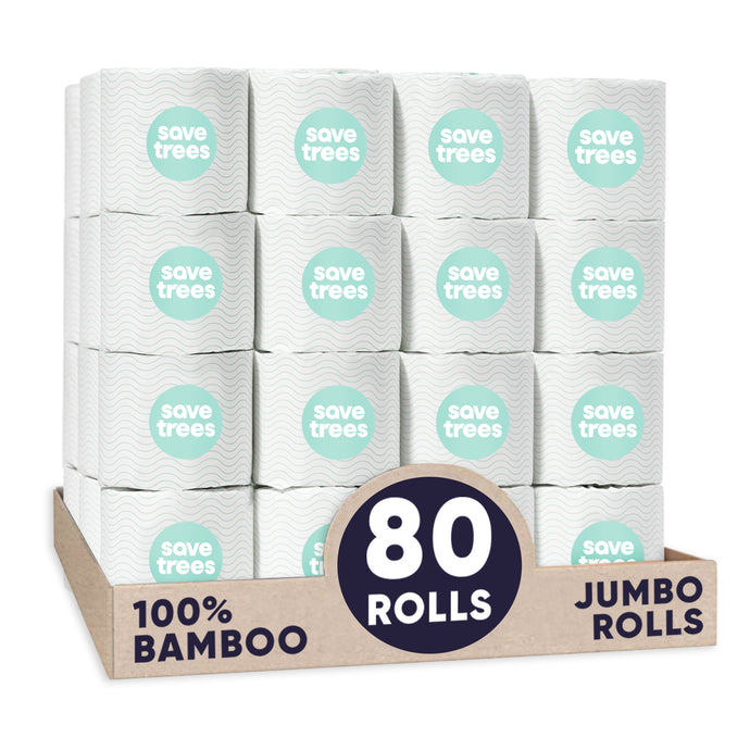 Save Trees 80 jumbo rolls of 100% bamboo toilet paper