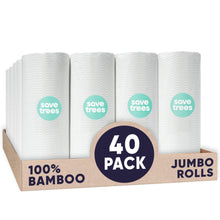 Load image into Gallery viewer, 40 pack of Save Trees bamboo paper towels, jumbo rolls
