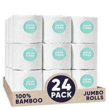 Load image into Gallery viewer, 24 Pack of Save Trees, Bamboo Toilet Paper Jumbo Rolls
