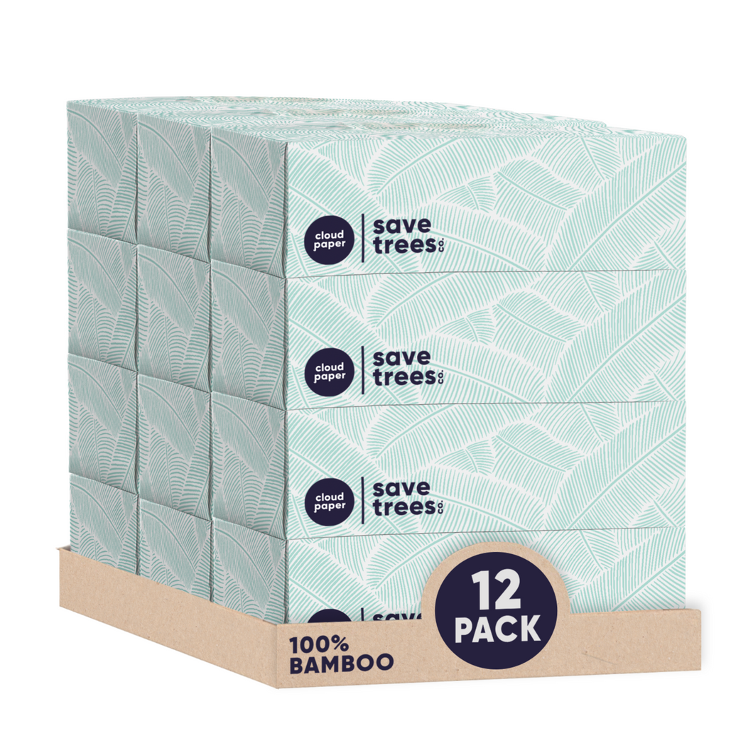 100% Bamboo Facial Tissue, 12 Boxes