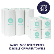 Load image into Gallery viewer, Bamboo eco-friendly Toilet Paper &amp; Paper Towel Bundle
