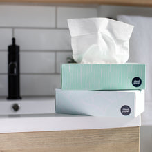 Load image into Gallery viewer, Bamboo tissue boxes on a bathroom sink
