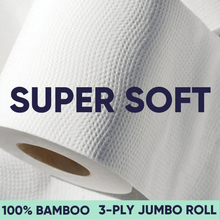 Load image into Gallery viewer, 3-ply bamboo toilet paper is a soft and eco-friendly bathroom roll
